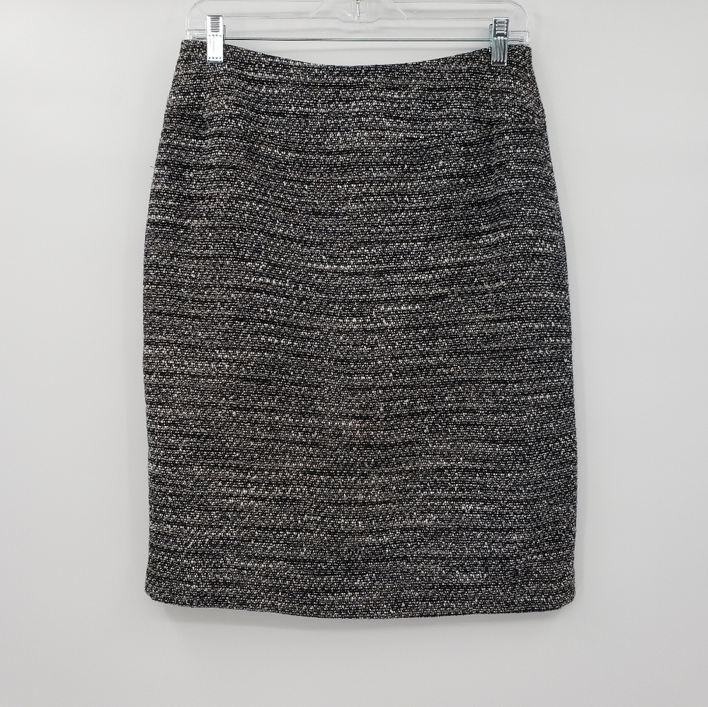 Kay Unger Black White Tweed Pencil Skirt